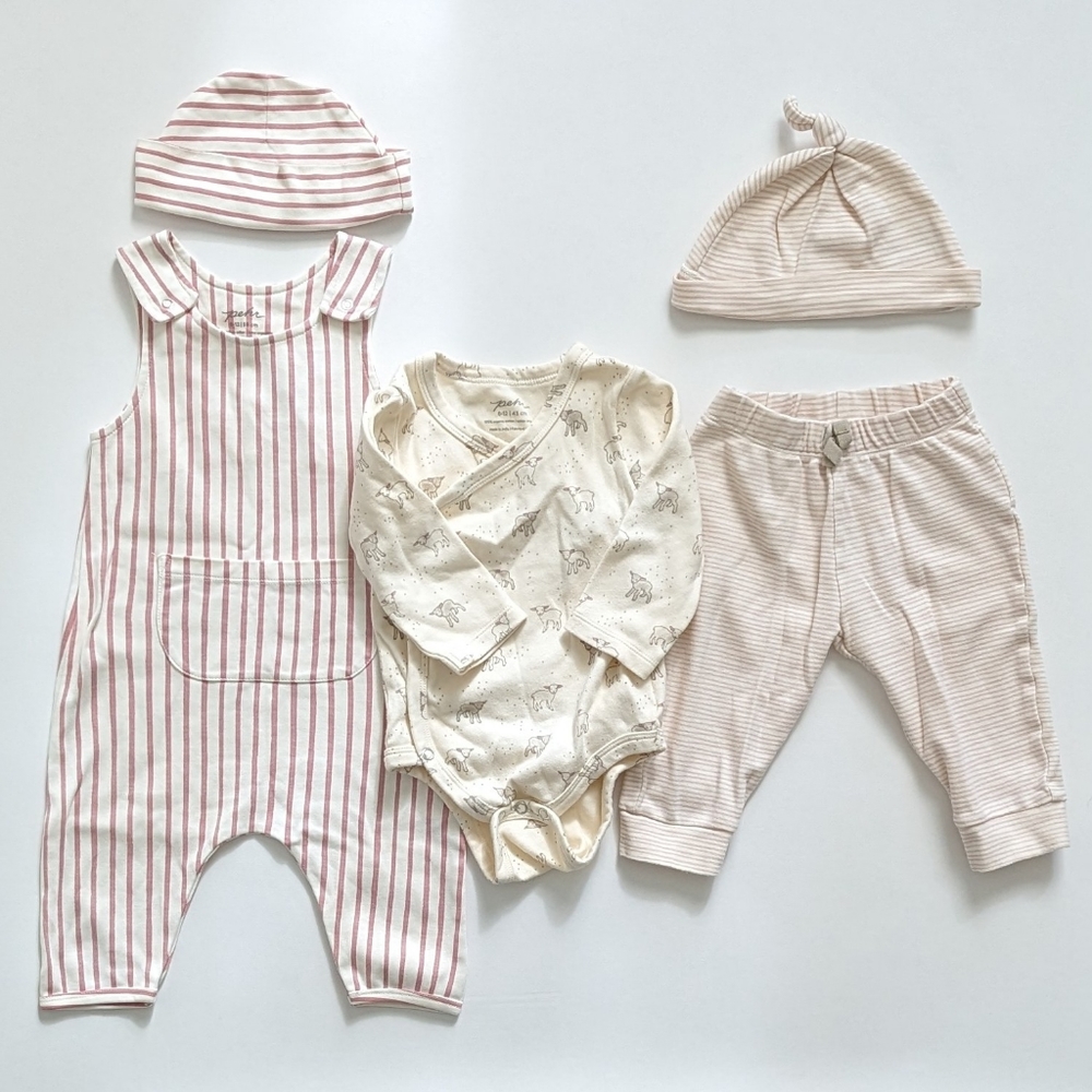 Pehr lot of 5 baby girl lot 6-12 months hats romper pants onesie
